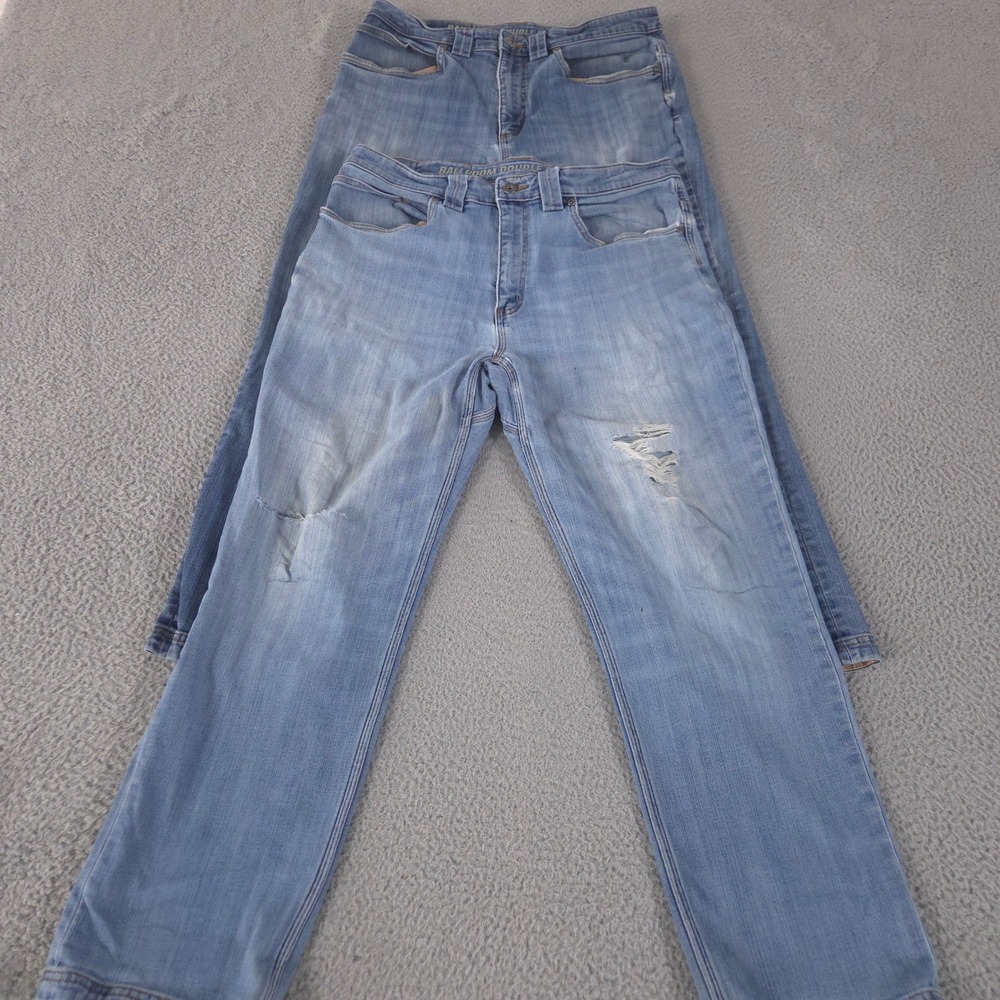 LOT OF 2 Duluth Trading Co Jeans Men 34x30 Blue Ballroom Double Flex Relaxed Fit